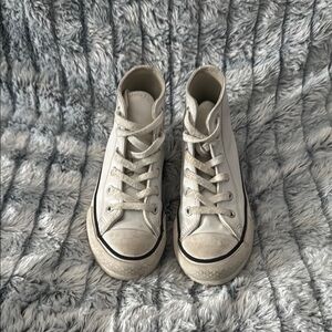 Converse White High-Top Sneakers with Canvas Upper and Rubber Sole
